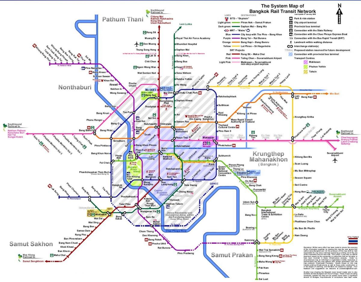 bangkok carte du métro de 2016
