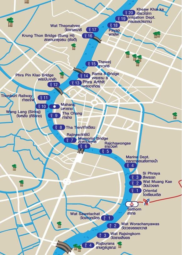la rivière de taxi de la carte de bangkok