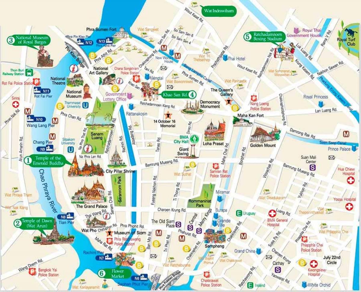 bangkok lieux à visiter, carte