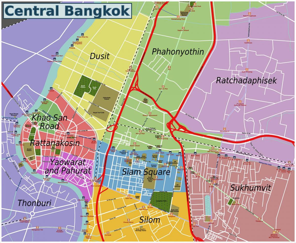 les zones de la carte de bangkok