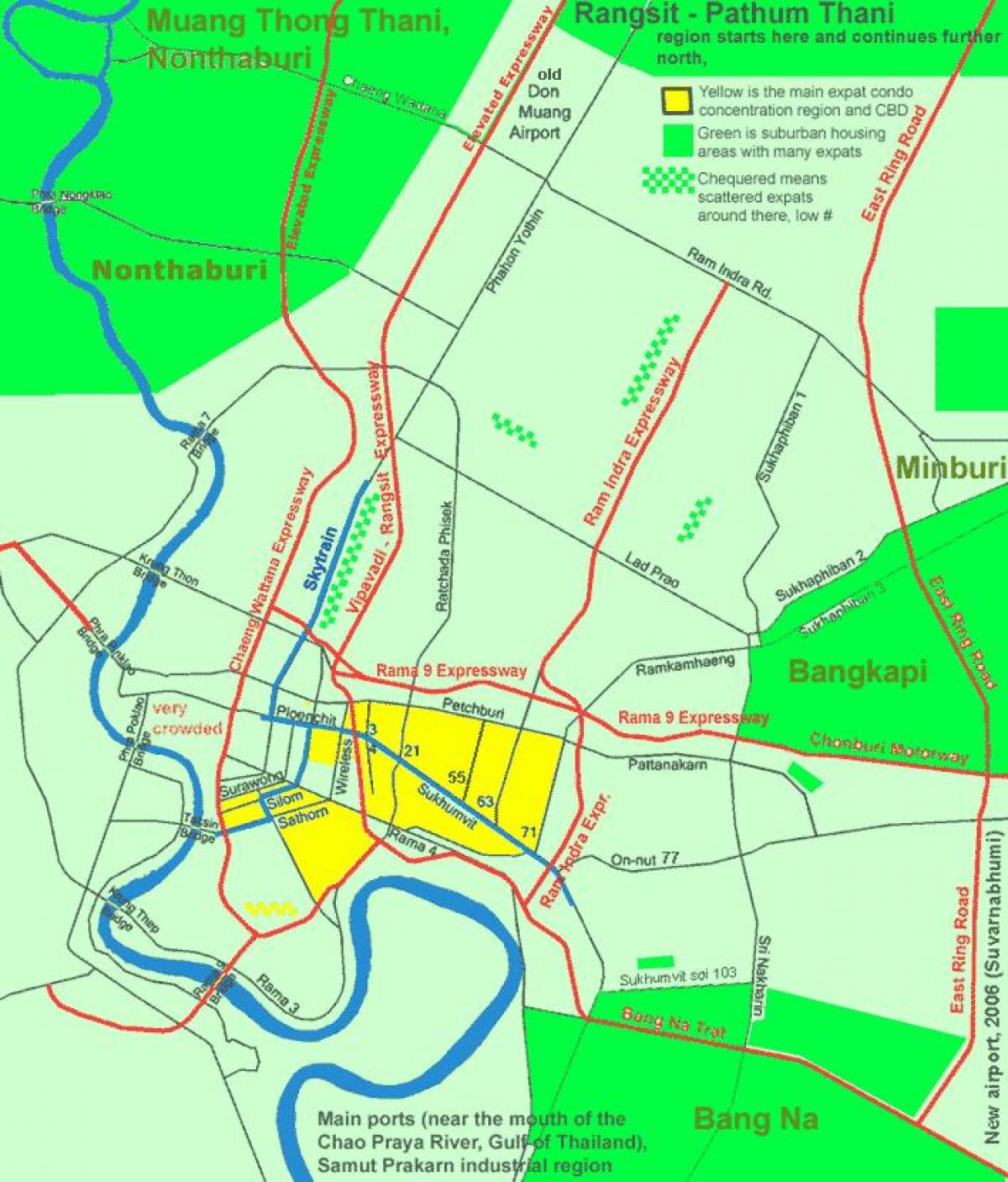 le centre-ville de bangkok voir carte