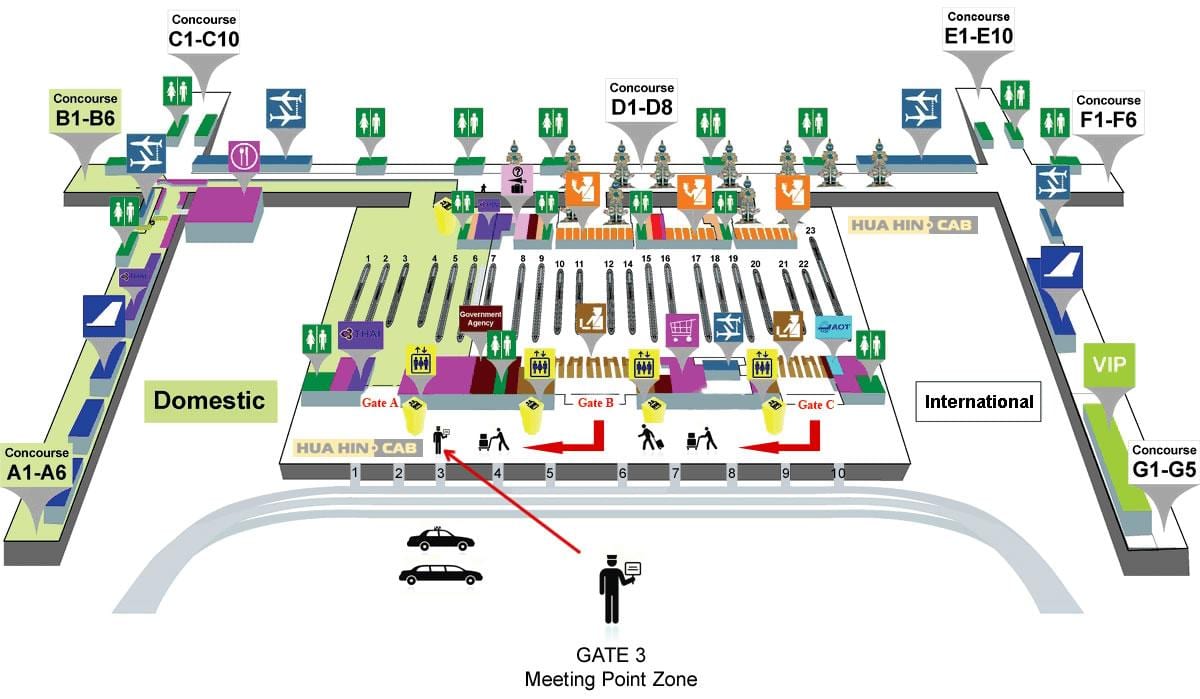 bangkok, thaïlande plan de l'aéroport