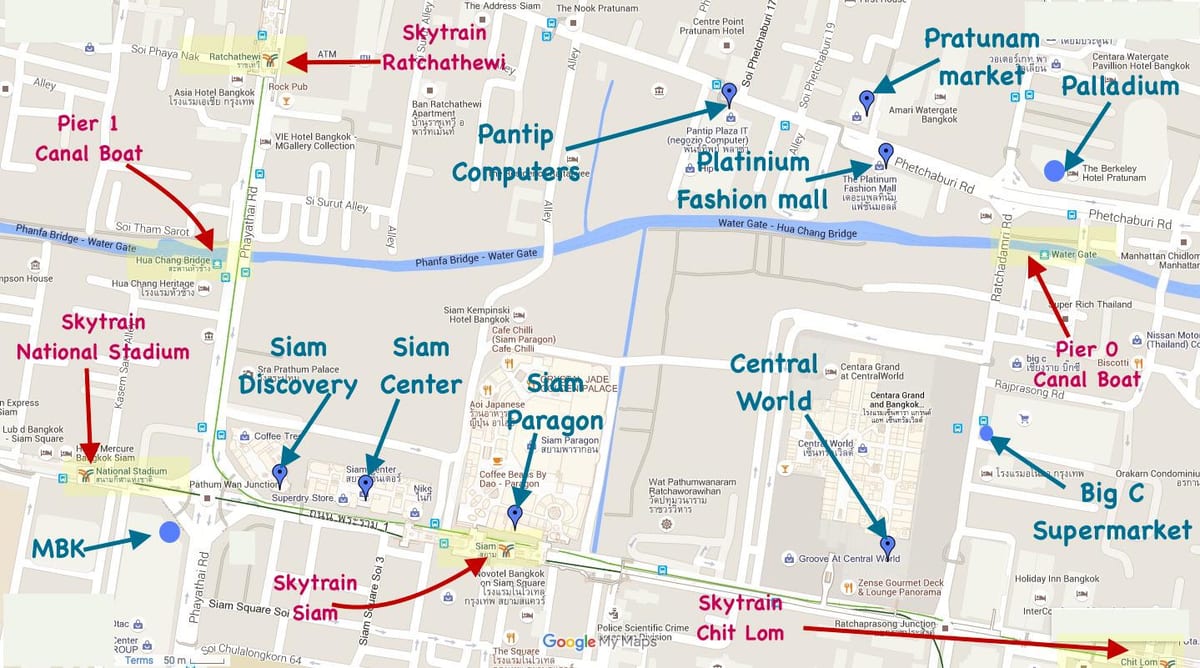carte des marchés de bangkok