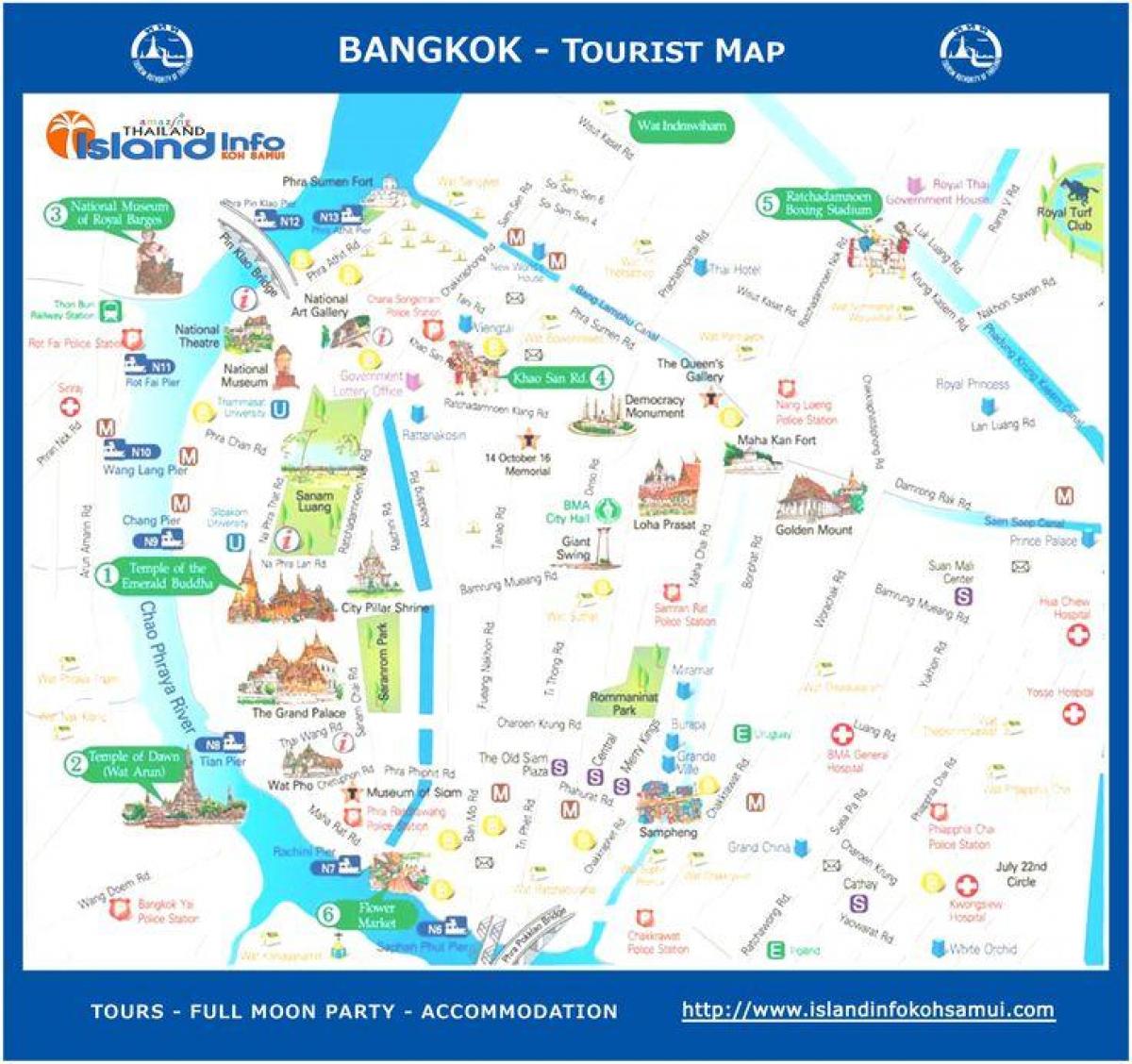 bangkok, thailand carte touristique