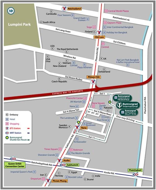 carte de l'hôpital bumrungrad