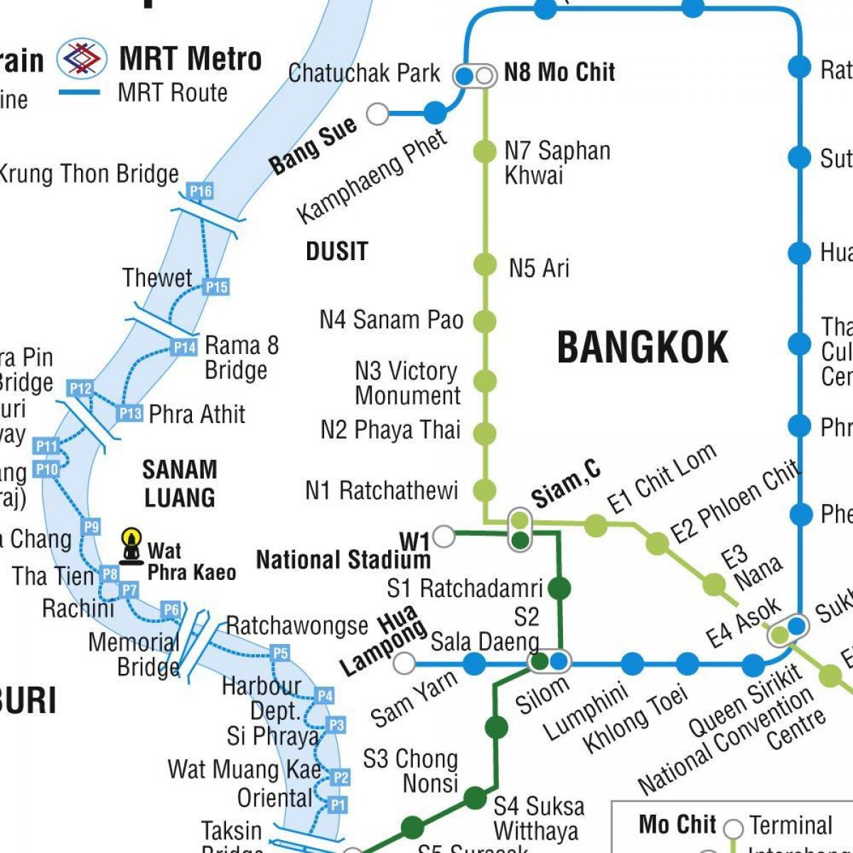 carte de métro de bangkok et le skytrain