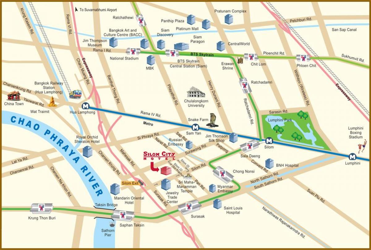 carte de la rivière de la ville de bangkok