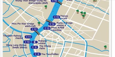 La carte de bangkok, la rivière bateau express