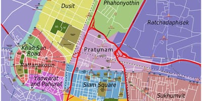 Carte de bangkok et environs