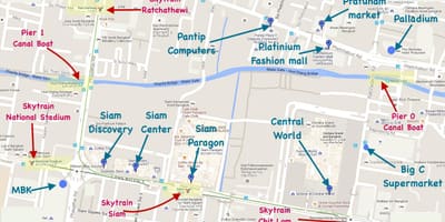 Carte des marchés de bangkok