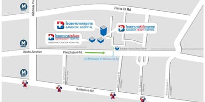 Carte de l'hôpital de bangkok