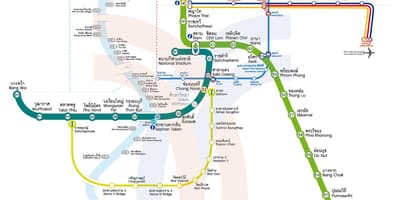 Carte de mrt feuille de route de bangkok